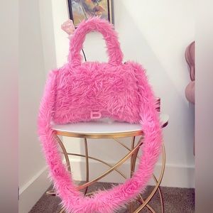 Balenciaga Hourglass Pink Fuzzy Handbag Rare